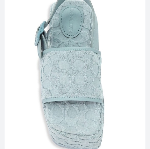 Coach Noelle Sandal In Signature Terry Cloth Blue Size 8.5 B NEW - Picture 4 of 16